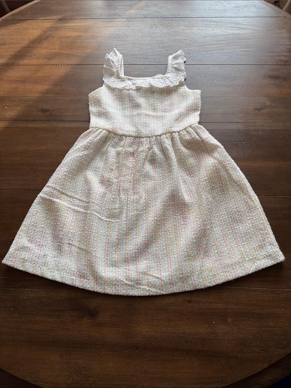 New Size 12 Janie and Jack lined tweed dress with eyelet embroidered collar